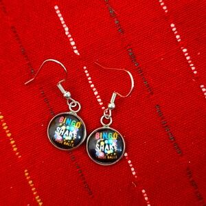 BINGO "Shake Those Balls" Round Dangle Earrings NWT